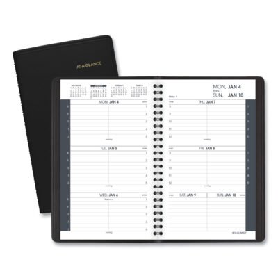 Weekly Block Format Appointment Book Ruled for Hourly Appointments, 8.5 x 5.5, Grained Black Cover, 12-Month(Jan to Dec):2023