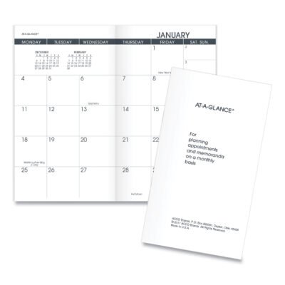 Pocket Size Monthly Planner Refill, 6 x 3.5, White Sheets, 13-Month (Jan to Jan): 2023 to 2024