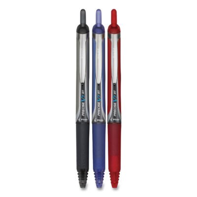 Precise V5RT Roller Ball Pen, Retractable, Extra-Fine 0.5 mm, Assorted Ink and Barrel Colors, 3/Pack