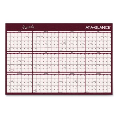 Reversible Horizontal Erasable Wall Planner, 48 x 32, Assorted Sheet Colors, 12-Month (Jan to Dec): 2023