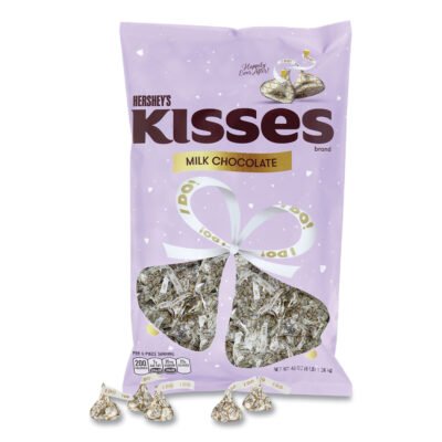KISSES Wedding “I Do” Milk Chocolates, Gold Wrappers/Silver Hearts, 48 oz Bag, Ships in 1-3 Business Days