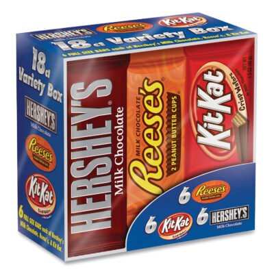 Full Size Chocolate Candy Bar Variety Pack, Assorted 1.5 oz Bar, 18 Bars/Carton, Ships in 1-3 Business Days