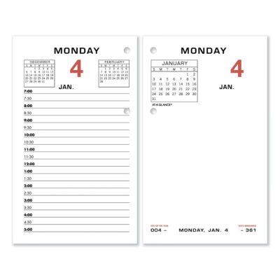 Two-Color Desk Calendar Refill, 3.5 x 6, White Sheets, 2023