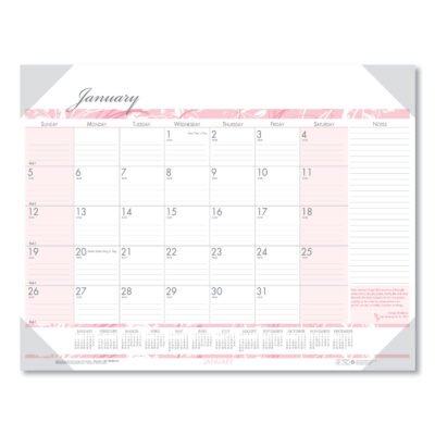 Recycled Monthly Desk Pad Calendar, Breast Cancer Awareness Artwork, 18.5 x 13, Black Binding/Corners,12-Month(Jan-Dec): 2023