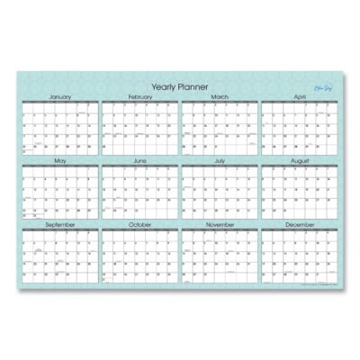 Picadilly Laminated Erasable Wall Calendar, Geometric Artwork, 36 x 24, White/Teal Sheets, 12-Month (Jan-Dec): 2023