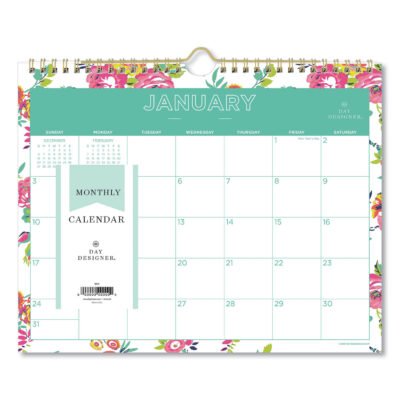 Day Designer Peyton Wall Calendar, Peyton Floral Artwork, 11 x 8.75, White/Multicolor Sheets, 12-Month (Jan to Dec): 2023