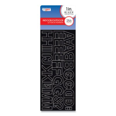 Letters, Numbers and Symbols, Adhesive, Black with White Outline, 1″h ,256 Characters