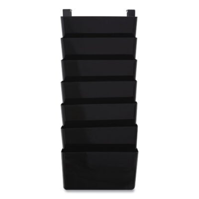 Unbreakable Plastic Wall File, 7 Sections, Letter Size, 13″ x 3.81″ x 30.78″, Black