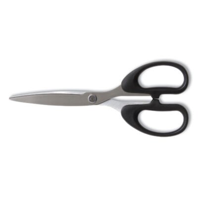 Ambidextrous Stainless Steel Scissors, 8″ Long, 3.86″ Cut Length, Black Straight Symmetrical Handle