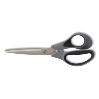 Non-Stick Titanium-Coated Scissors, 8″ Long, 3.86″ Cut Length, Gun-Metal Gray Blades, Gray/Black Straight Handle