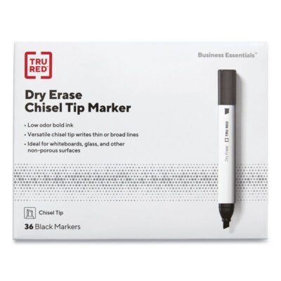 Dry Erase Marker, Tank-Style, Medium Chisel Tip, Black, 36/Pack