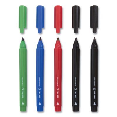 Permanent Marker, Tank-Style, Medium Chisel Tip, Red, Dozen