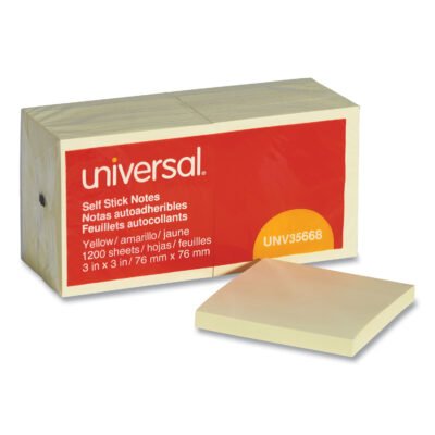 Self-Stick Note Pads, 3″ x 3″, Yellow, 100 Sheets/Pad, 12 Pads/Pack