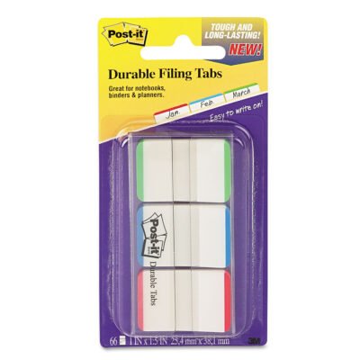 1″ Lined Tabs, 1/5-Cut, Lined, Assorted Colors, 1″ Wide, 66/Pack