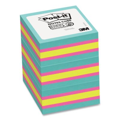 Self-Stick Notes Cube, 3″ x 3″, Bright Color Collection Colors, 360 Sheets/Pad, 3 Cubes/Pack