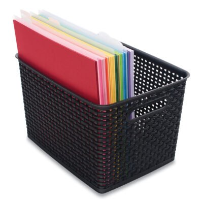 Plastic Weave Bin, Large, 13.5″ x 10.5″ x 8.75″, Black