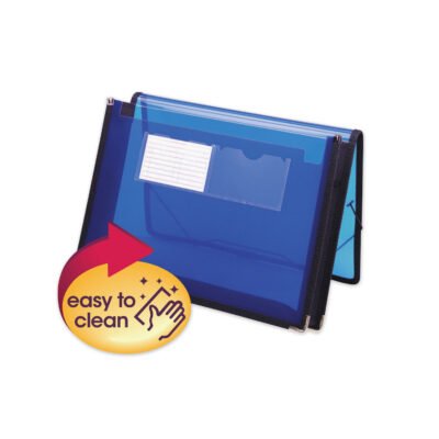 Poly Wallets, 2.25″ Expansion, 1 Section, Elastic Cord Closure, Letter Size, Translucent Blue