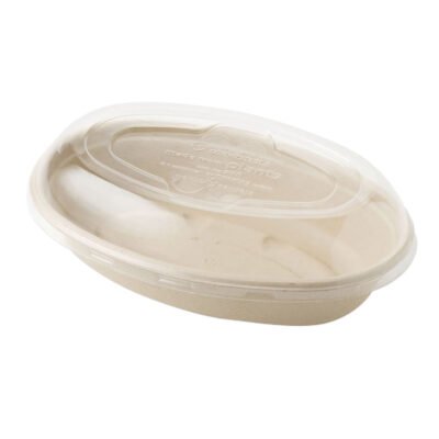PLA Lids for Fiber Burrito Bowls, 8″ Diameter, Clear, Plastic, 400/Carton