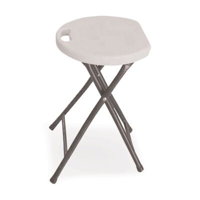 Rough n Ready Folding Stool, Backless, Supports Up to 300 lb, 26″ Seat Height, White Seat, Charcoal Base, 4/Carton
