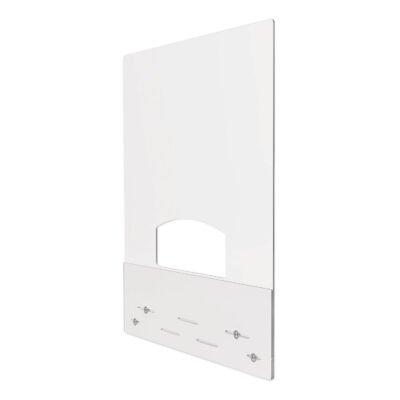 Mounting Safety Barrier with Pass Thru, 31.5″ x 38″, Acrylic, Clear, 2/Carton