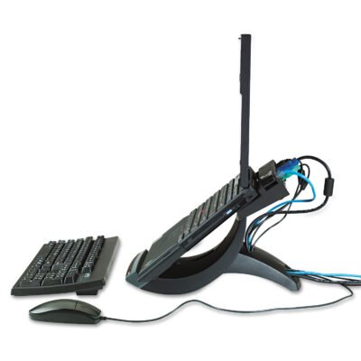 Vertical Notebook Computer Riser with Cable Management, 9″ x 12″ x 6.5″ to 9.5″, Black/Charcoal Gray, Supports 20 lbs