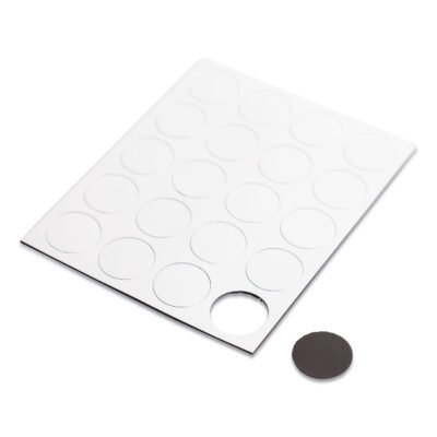 Heavy-Duty Board Magnets, Circles, White, 0.75″ Diameter, 20/Pack