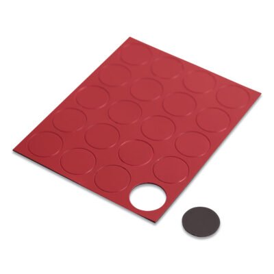 Heavy-Duty Board Magnets, Circles, Red, 0.75″ Diameter, 20/Pack