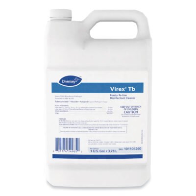 Virex TB Disinfectant Cleaner, Lemon Scent, Liquid, 1 gal Bottle, 4/Carton