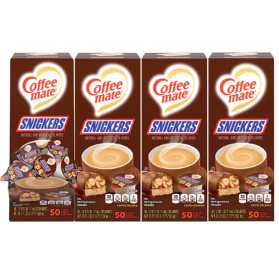 Liquid Coffee Creamer, Snickers, 0.38 oz Mini Cups, 200 Cups/Carton