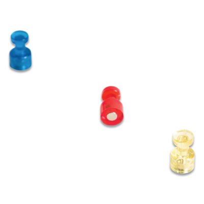 Magnetic Push Pins, Assorted Colors, 0.75″ Diameter, 6/Pack