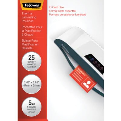 Laminating Pouches, 5 mil, 3.88″ x 2.63″, Gloss Clear, 25/Pack