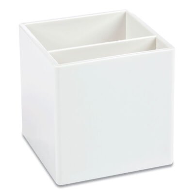 Pen Cup, Plastic, 3.25 x 3.25 x 3.25, White