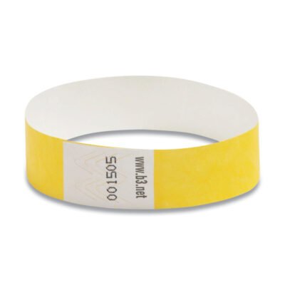Security Wristbands, Sequentially Numbered, 10″ x 0.75″, Yellow, 100/Pack
