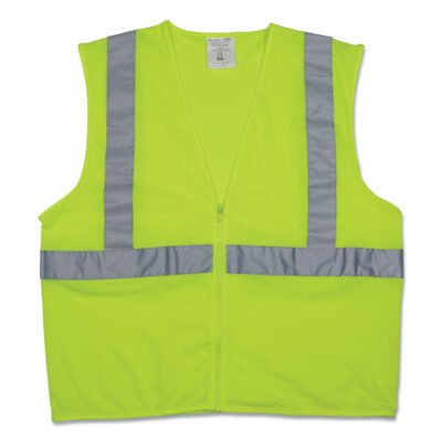 Zipper Safety Vest, X-Large, Hi-Viz Lime Yellow