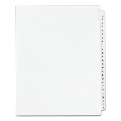 Preprinted Legal Exhibit Side Tab Index Dividers, Avery Style, 26-Tab, A to Z, 11 x 8.5, White, 1 Set, (1400)