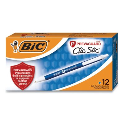 PrevaGuard Ballpoint Pen, Retractable, Medium 1 mm, Blue Ink, Blue Barrel