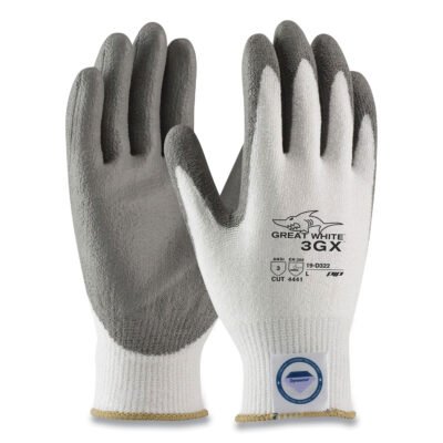 Great White 3GX Seamless Knit Dyneema Diamond Blended Gloves, Small, White/Gray