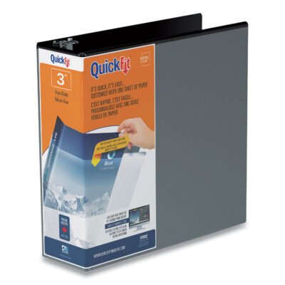 QuickFit D-Ring View Binder, 3 Rings, 3″ Capacity, 11 x 8.5, Black