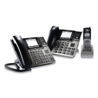 4 Line Phone System Bundle, 1 Deskphone, 1 Cordless Handset