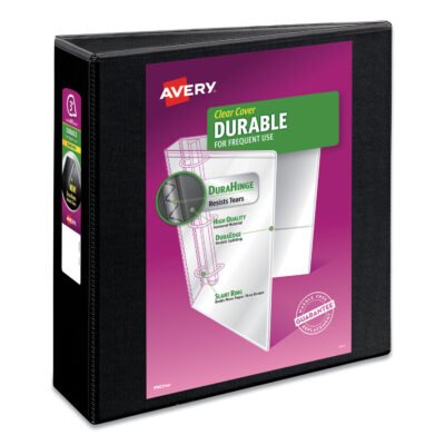 Durable View Binder with DuraHinge and Slant Rings, 3 Rings, 3″ Capacity, 11 x 8.5, Black