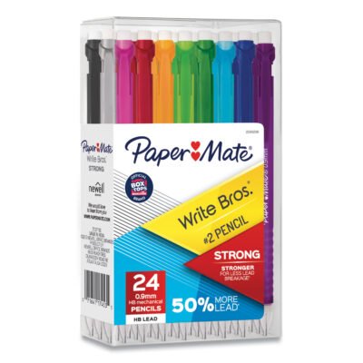 Write Bros Mechanical Pencil, 0.9 mm, HB (#2), Black Lead, Assorted Barrel Colors, 24/Pack