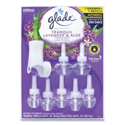 PlugIns Scented Oil Warmer and Refills, 1 Warmer/7 Refills, Lavender and Aloe, 0.67 oz, Ships in 1-3 Business Days