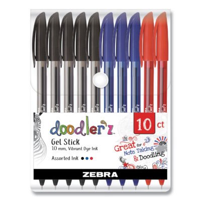 Doodler’z Gel Pen, Stick, Bold 1 mm, Assorted Ink and Barrel Colors, 10/Pack