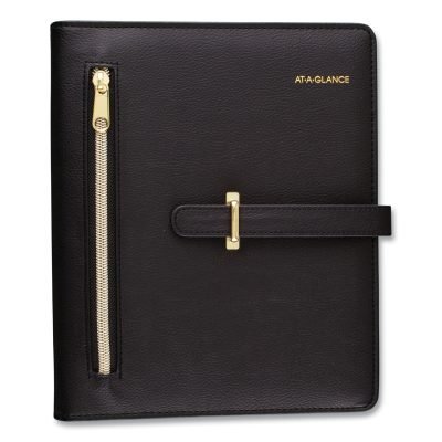 Buckle Closure Planner/Organizer Starter Set, 8.5 x 5.5, Black Cover, 12-Month (Jan to Dec): Undated