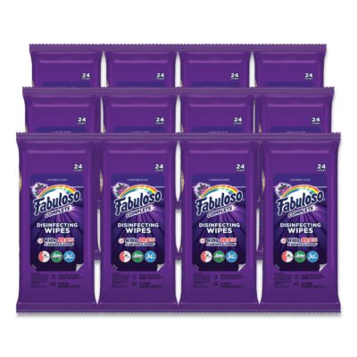 Multi Purpose Wipes, 1-Ply, 7 x 7, Lavender, White, 24/Pack, 12 Packs/Carton