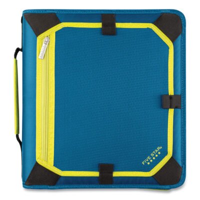 Zipper Binder, 3 Rings, 2″ Capacity, 11 x 8.5, Teal/Yellow Accents