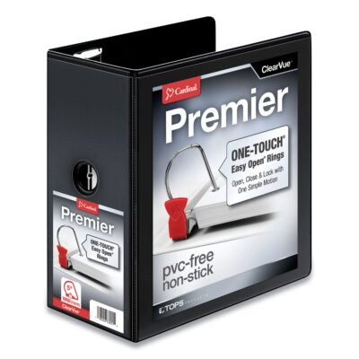 Premier Easy Open ClearVue Locking Slant-D Ring Binder, 3 Rings, 5″ Capacity, 11 x 8.5, Black