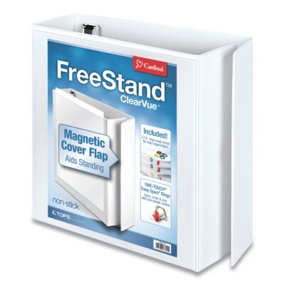 FreeStand Easy Open Locking Slant-D Ring Binder, 3 Rings, 3″ Capacity, 11 x 8.5, White