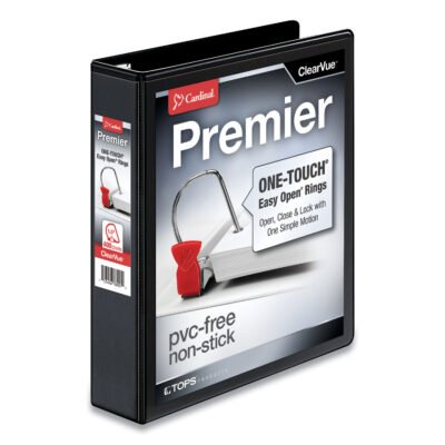 Premier Easy Open ClearVue Locking Slant-D Ring Binder, 3 Rings, 1.5″ Capacity, 11 x 8.5, Black