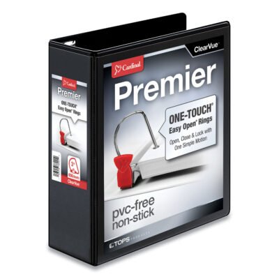 Premier Easy Open ClearVue Locking Slant-D Ring Binder, 3 Rings, 3″ Capacity, 11 x 8.5, Black